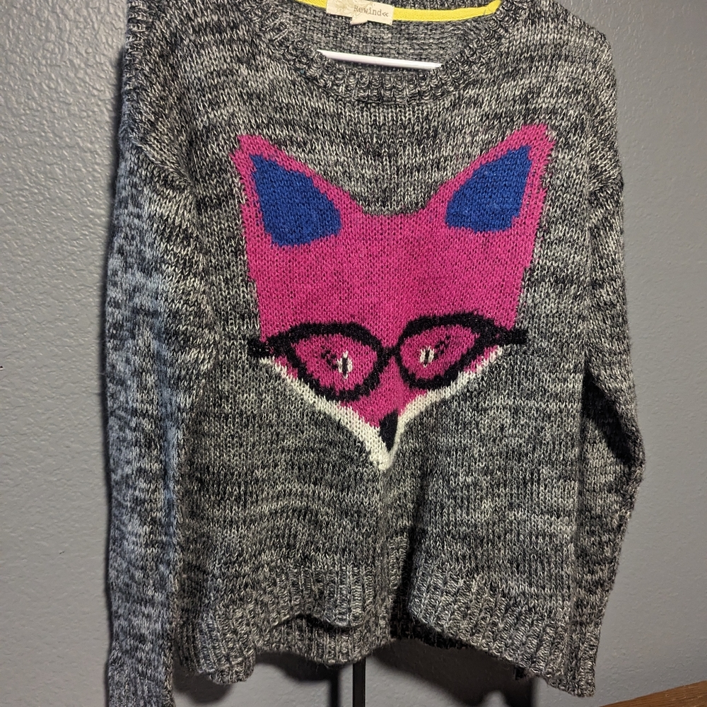 Pink fox pullover sweater